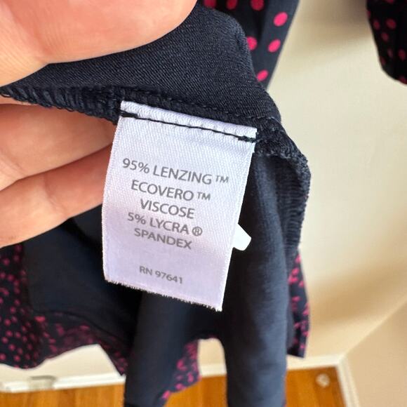 J. Jill Wearever Knit Shirt Dress Navy Blue Red Polka Dot Women's Size Plus 2X - Picture 5 of 11